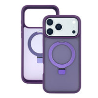 Étui de téléphone magnétique polyvalent mince en TPU et PC antichoc avec support métallique rotatif à 360 degrés et chargement sans fil pour iPhones
