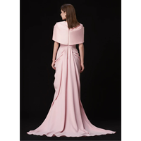 Robe de soirée pour femme, nouvelle collection 2025, design maxi floral, tissu écologique de luxe, col à volants, silhouette fourreau rose, sur mesure