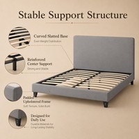 Cadre de lit plateforme moderne avec rembourrage personnalisé pour lits King et Queen, idéal pour les chambres d'appartement, destiné aux ventes B2B, B2C, en gros et au détail.