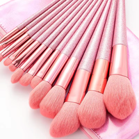 Kit de pinceaux de maquillage professionnel de luxe pour femmes, 13 pièces, poils en nylon, manche en plastique, pinceau éventail, petit pinceau plat, eye-liner