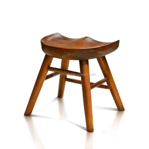 Tabouret en bois de Dalle en bois Design Ethnique Supérieur 46 Cm Fait À La Main - Product Image 4