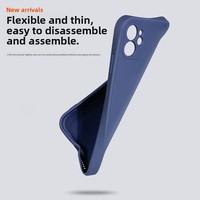 Coque de téléphone unisexe antichoc en silicone liquide bleu fumé à bords droits pour iPhone 14 Plus avec design minimaliste couleur unie