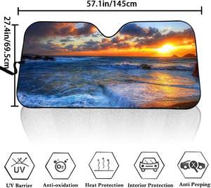 Pare-soleil pliable en aluminium de qualité supérieure pour pare-brise avant, imprimé en usine OEM, fixation par ventouse, bulles PE, personnalisé pour voiture - Product Image 6