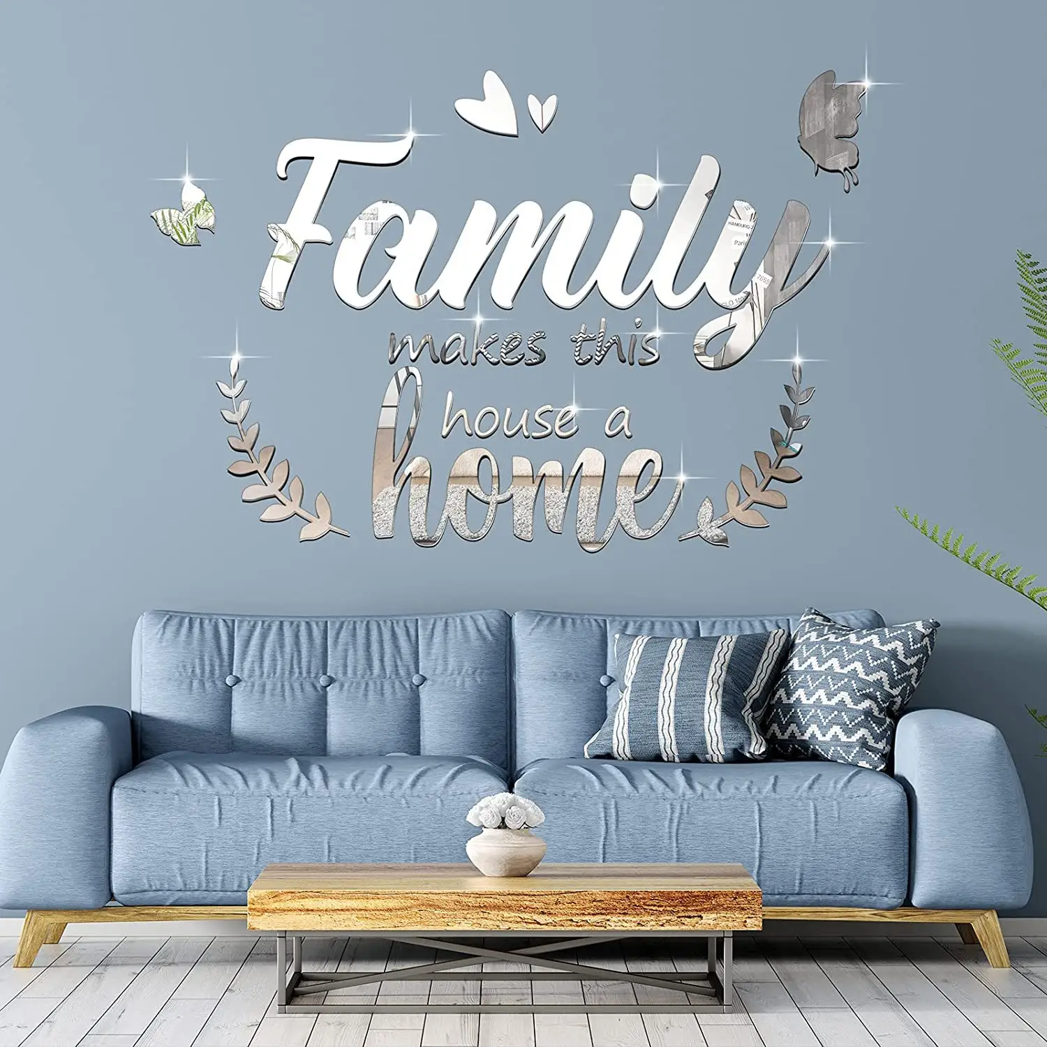 3D Acrylic Mirror Decal Wall Decor Stickers Family Letter Quotes Wall Stickers Removable DIY Family Butterfly Mirror Sticker