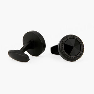 Boutons de manchette pour hommes de haute qualité, à la mode, avec une simplicité créative et un design cool, couleur sable noir, accessoires de chemise circulaires - Product Image 4