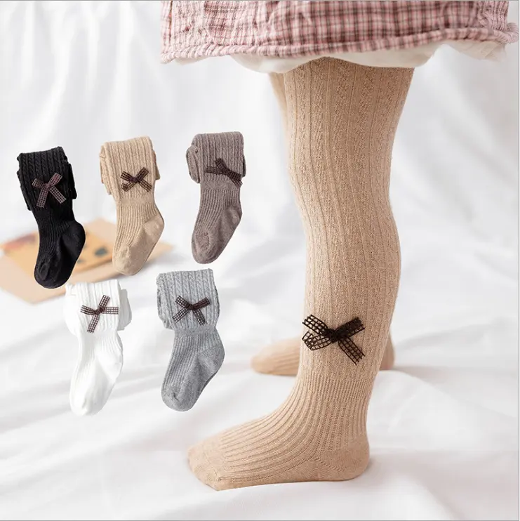 Calcetines de punto de algodón para niñas, medias bonitas de Color sólido para bebés, primavera y otoño