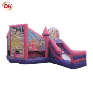 Château gonflable rose Princesse avec toboggan, structure de saut gonflable commerciale - Product Image 1