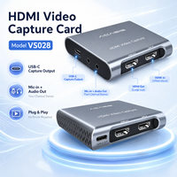 Tarjeta de Captura de Video HDMI 4K VS028, 1080P 60Hz, USB C, Capturadora de Juegos, Salida en Bucle, Entrada de Micrófono, Audio Externo para Transmisión en Vivo y Grabación