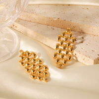 Boucles d'oreilles pendantes en acier inoxydable de luxe, style « Old Money », avec maillons architecturaux en métal, bijoux élégants en or, cadeau idéal