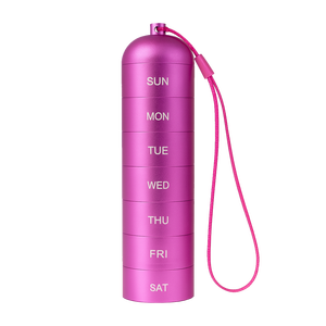 携帯用 取り外し可能 アルミニウム合金製 ピルケース 防水 1週間分 金属製 ピルボックス キーホルダー付き - Product Image 6