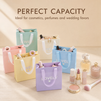Sacs shopping en papier couleur pastel avec poignées en ruban, emballage cadeau imprimé pour boutique, vente au détail, beauté, mariage, événement