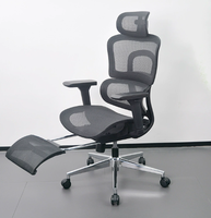Chaise de bureau de direction pivotante moderne et réglable en hauteur, ergonomique, avec dossier en maille, pour ordinateur et gaming, avec repose-pieds