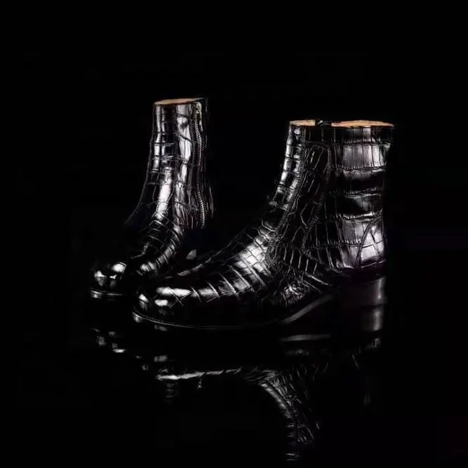 Goodyear welt personalizado Jacaré pele homem botas artesanais crocodilo botas de couro homens sapatos escritório casamento botas de luxo para homens