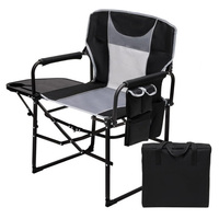 Chaise de camping pour directeur, robuste, surdimensionnée, large, pliable et portable avec table latérale