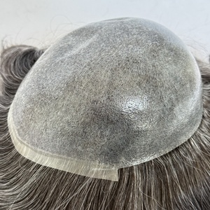 1B40 8 Inch <b>Mens</b> Indian Hair Remy Natural Wave Silicon Injection Male Toupee <b>Wigs</b> 8 Inch Soft Smooth Hand Tied High Quality - Product Image 1