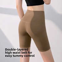 Elastische Hochbund-Yoga-Shorts für Damen aus Schnelltrocknendem Spandex/Polyester für Fitness und Gymnastik