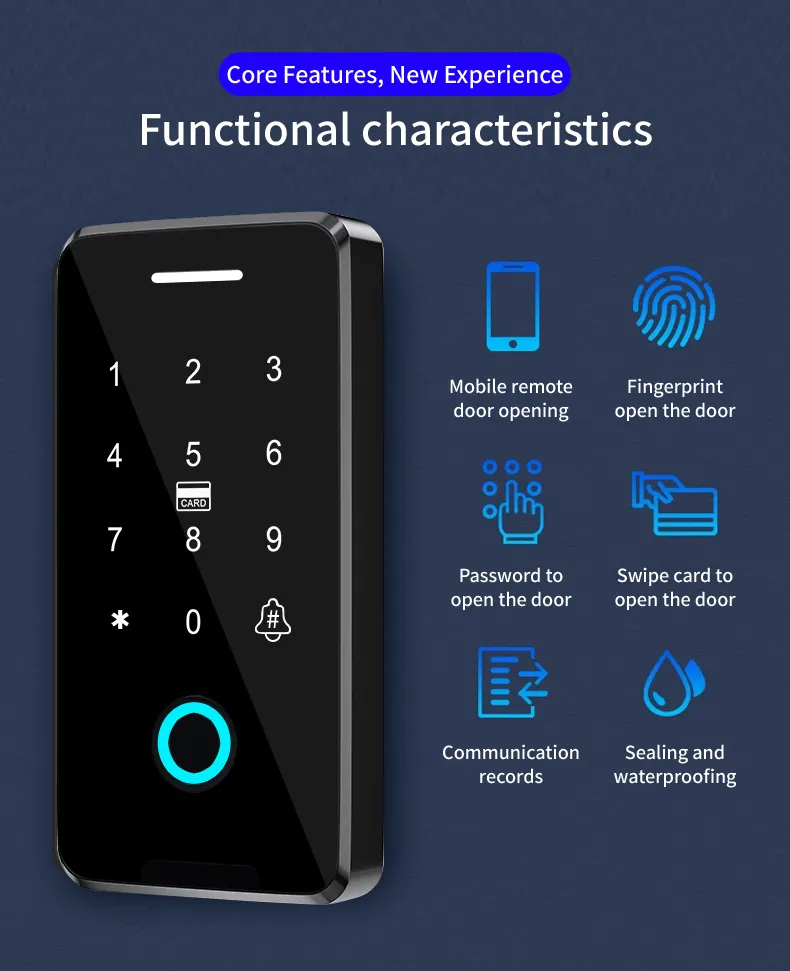 Hochwertiges intelligentes wasserdichtes Passwort App-Programm entsperrtes Indoor-Office-Zugangskontroller mit Wiegand biometrischem Fingerabdruck
