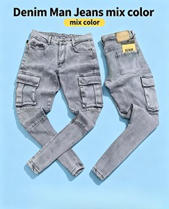 Pantalones <span class=keywords><strong>vaqueros</strong></span> de mezclilla oscuros <span class=keywords><strong>elásticos</strong></span> casuales de corte recto para <span class=keywords><strong>hombre</strong></span>, surtidos, <span class=keywords><strong>tallas</strong></span> 30-36, al por mayor, en stock, 7.5 dólares NMR014 - Product Image 4