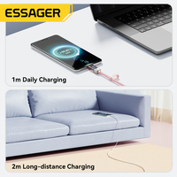 ESSAGER ES-X76 LED numérique 1M 2M 7A Pd 100W téléphone portable Usb chargeur câble chargeur complet Usb a à Usb C câbles avec boîte