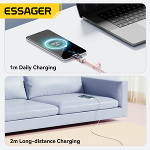 Essager ES-X76 LED kỹ thuật số 1m 2m 7A PD 100W Điện thoại di động USB sạc cáp sạc đầy đủ USB A để USB C cáp với hộp - Product Image 6