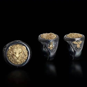 2024 nuovo arrivo Vintage prepotente maschio anelli leone oro nero testa uomo anelli per gli uomini fidanzato - Product Image 5