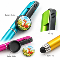 Stylo bille à poussoir personnalisé de 25 mm avec pièces de badge photo pour cadeau promotionnel