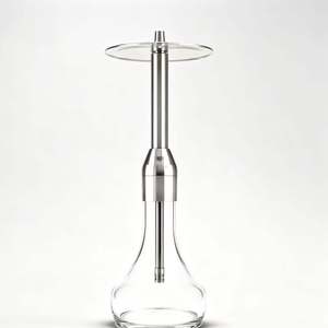 Chicha portable en acier inoxydable avec base en verre, ensemble complet pour fumer - Product Image 2