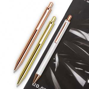 Stylo bille métallique de luxe 1,0 mm, finition or rose élégante, fournitures de bureau avec logo personnalisé, à clic - Product Image 2