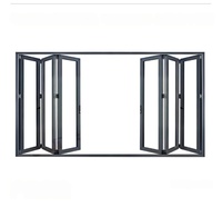 Porte coulissante pliante en verre en acier inoxydable robuste pour hôtels et villas, usage commercial, porte de séparation coupe-vent, design panoramique