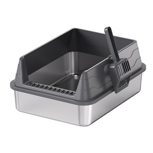 <b>Cat</b> Litter <b>Box</b> Large Size Semi Enclosed 21cm High Anti Splash For <b>Cats</b> With Shovel And Non Slip Pads - Product Image 2