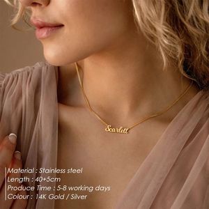 قلادة شخصية من الفولاذ المقاوم للصدأ قابلة للتخصيص بالاسم، سلسلة عصرية بحرف، قلادة عنق ذهبية اللون، مجوهرات دروبشيبينغ - Product Image 2