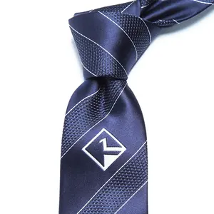 Custom Corbata Cravat Microfiber Geweven Jacquard Skinny Heren Marineblauwe Streep Hals Stropdas Stropdas Voor Heren