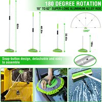 MEIQING MQCK017 Kit de lavage multifonctionnel avec raclette pour pare-brise, brosse à pneus, plumeau, serviettes en microfibre et manche télescopique en plastique et aluminium