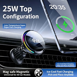 Chargeur de voiture magnétique sans fil Qi2.2 à refroidissement par air 25W, compatible avec les téléphones mobiles <span class=keywords><strong>Apple</strong></span> 17, support métallique, <span class=keywords><strong>charge</strong></span> rapide - Product Image 2