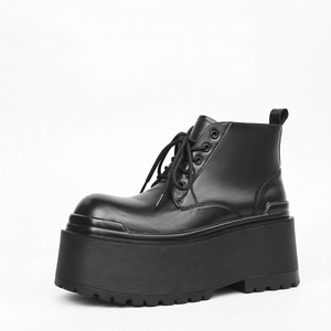 Botas de plataforma altas con cordones, estilo gótico punk, de cuero PU, suela con tacos, para streetwear. - Product Image 1