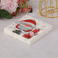 Serviettes en papier imprimées personnalisées pour Noël, nouvelle arrivée en gros, 2 plis, pliées en 1/4, jetables