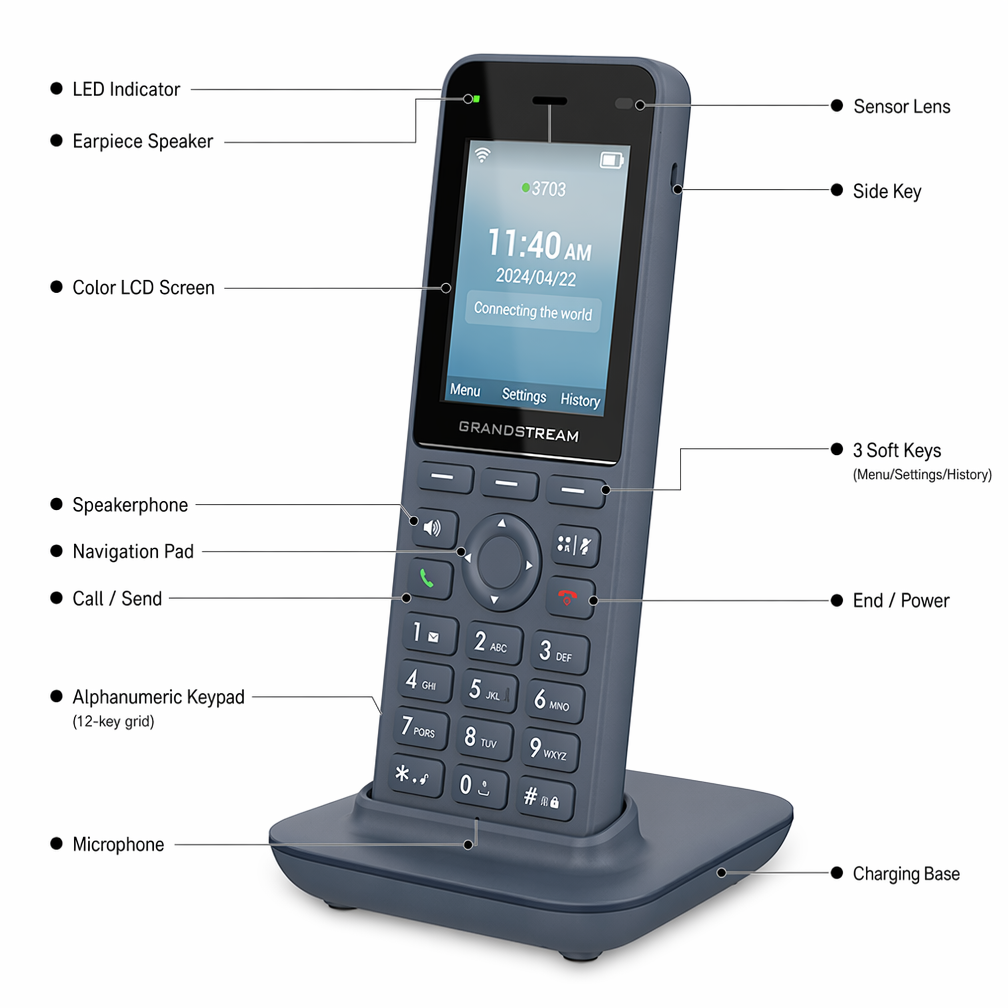 Grandstream WP826 WiFi 6 IP Phone Dual Band 802.11ax Roaming Opus HD Voice 4 Way Conference 12H Talk 3 SIP 1-Touch PTT · image 2