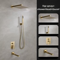 Colonne de douche carrée encastrée de luxe moderne 10 pouces à 3 fonctions avec robinets thermostatiques chromés et pommeau de pluie mural