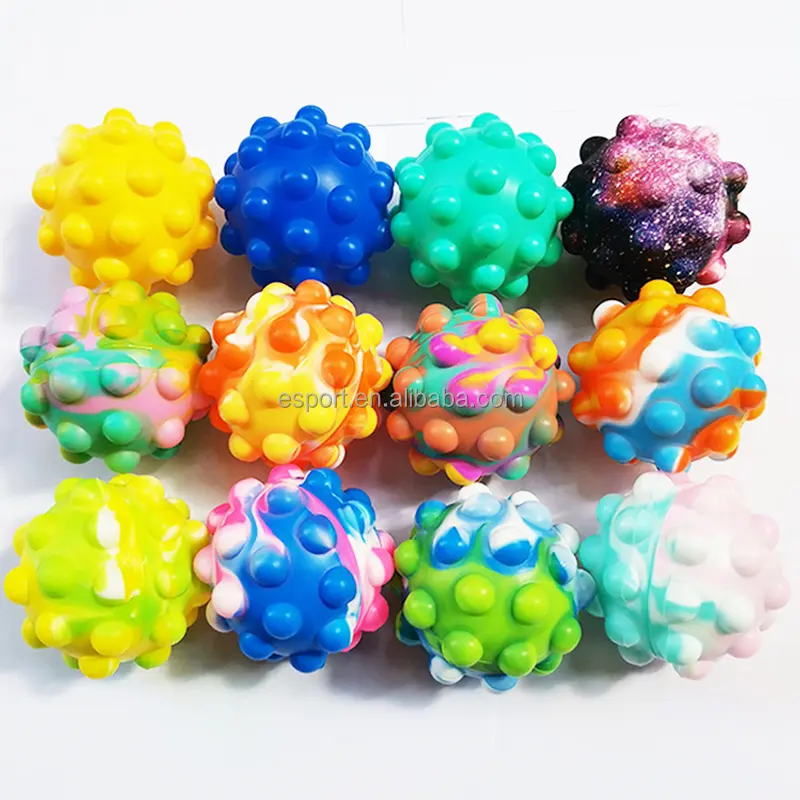 नई निचोड़ खिलौना 3D तनाव गेंदों Fidget खिलौना सिलिकॉन Popping पुश itting बुलबुला Fidget गेंद कार्टून बच्चों को राहत देने तनाव खिलौने गेंद