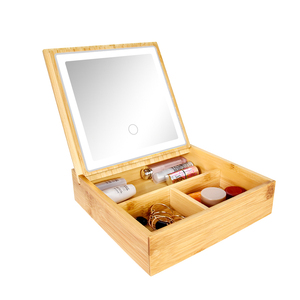 Espejo de Maquillaje Compacto Plegable de Madera de Lujo con Iluminación y Logotipo Personalizado, Organizador de Joyas y Almacenamiento, Venta al Por Mayor - Product Image 6