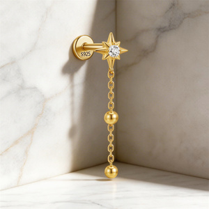 Aretes de Plata de Ley 925 con Baño de Oro de 18K y Circonitas en Forma de C, Joyería para Mujer - Product Image 6