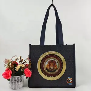 Black Pp Laminated Woven Bag For Packaging Laminated Fabric For Bags Burlap Laminated Interior Bag