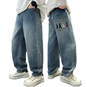 All'ingrosso Casual autunno dritti lunghi Jeans ricamati per ragazzi Design fatto a mano in taglie medie e grandi abbigliamento Casual per bambini - Product Image 1
