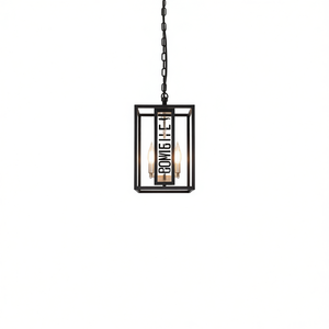 Lámpara Colgante Industrial Moderna de 3 Luces, Pantalla Cuadrada de Hierro, Lámpara de Araña Negra para Sala de Estar - Product Image 1