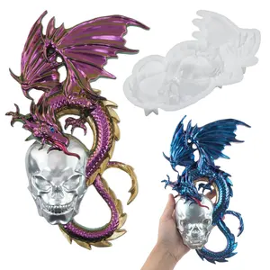 Dm892 Fly Dragon Schedels Skelet Epoxyhars Siliconen Mal Voor Cementbeton Gips Kunst Decor