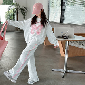 Completo da Ragazza con Felpa a Farfalla e <span class=keywords><strong>Pantaloni</strong></span> Larghi, Nuova Collezione Primavera Autunno 2026, Set Casual Due Pezzi per Bambine Più Grandi - Product Image 3