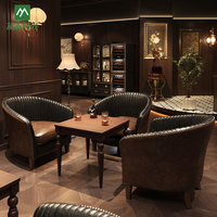 Ensemble de meubles rétro pour bar à whisky américain, salon de cigares, café - Canapé, table et chaises commerciaux durables et écologiques