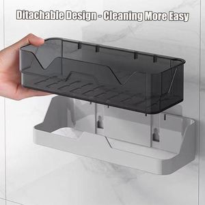 Free Drilling Eco-Friendly <b>Plastic</b> Wall Mounted Bathroom <b>Storage</b> Rack Shelves Basket Shower Shelf Organizer with <b>Drawers</b> - Product Image 4