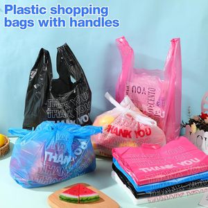 Thank You Biodegradable Plastic Bags Handles Bulk T-shirt Grocery <b>Shopping</b> Bags Colorful Customizable <b>Small</b> Business Retail - Product Image 3