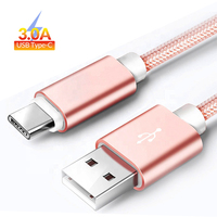 Câble USB Type-C en nylon tressé avec coque en aluminium pour ordinateurs et téléphones mobiles, avec charge rapide et transfert de données